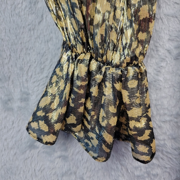 Alice + Olivia Womens Silk Blend Blouse Size XS Leopard Print Metallic Elliott - Picture 13 of 14